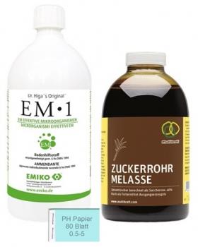 EM1 von Emiko 1 Liter | Melasse von Multikraft 1 Liter | + PH Papier Basic 80 Blatt